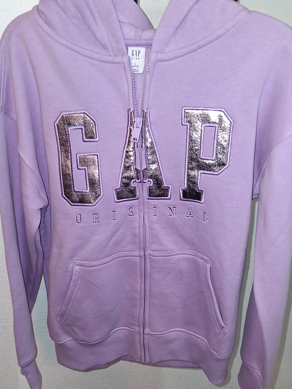 GAP Kids Light Purple Zip-Up Hoodie with Metallic Logo